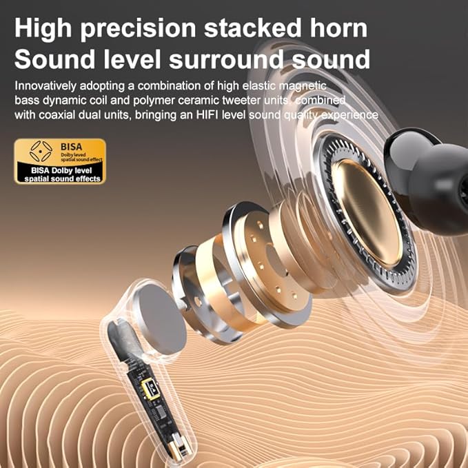 Q30 Bluetooth earphones, equipped with an intelligent color touch screen, supporting ANC and ENC active noise reduction functions, wireless audio earbuds for better sound quality and comfort (Black)