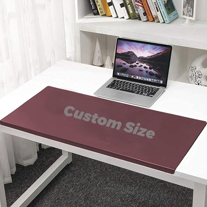 Office Desk Pad, Writing Mat with Full Grip Fixation Lip, Non-Slip PU Leather Table Blotter Desk Protector Gaming Laptop Keyboard Working Mat, Waterproof Table Protective Pad (Red, Custom Size)