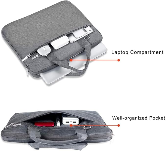 Voova Laptop Bag 15.6 Inch, 360° Protective Laptop Case Sleeve Compatible with MacBook Air 15 M2/M3/M4, MacBook Pro 15/16, 15-16” Lenovo Dell Hp, Waterproof Computer Bag Slim Briefcase, Grey