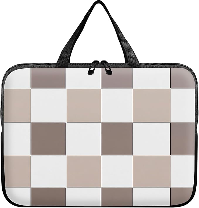 Universal Tablet Laptop Sleeve Case 10 inch, Brown Checkered Slim Carrying Case Travel Laptop Bag Durable Handbag for 7 to 10-inch Laptops/Notebook/Kids Tablet/ipad/eBook Readers