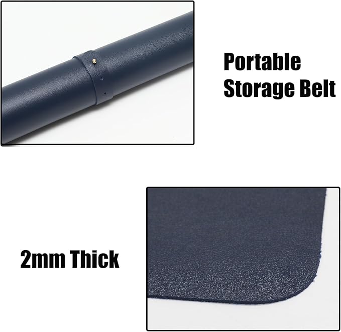 PU Leather Keyboard Mouse Pad 12x24 Inch Non-Slip Desk Protector Mat for Vanity Makeup Laptop, Dark Blue