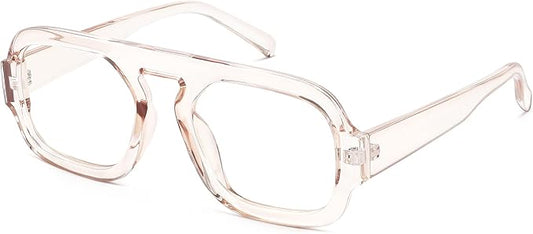 MEETSUN Oversized Retro Square Aviator Computer Blue Light Blocking Glasses for Women Men Fashion Fake Eyeglasses