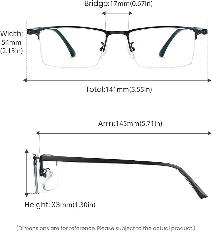 Cyxus Blue Light Blocking Glasses for Men Woman Semi Rim Computer Gaming Office Study Eyeglasses with UV Protection 8001