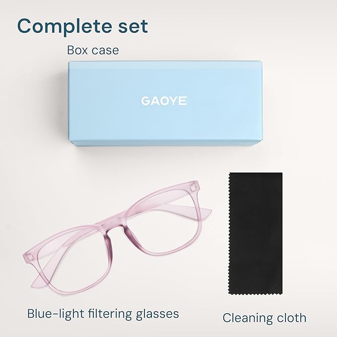 Gaoye Transparent Brown Blue Light Glasses for Computer & Gaming - Anti UV Ray Lenses, Scratch-Resistant & Comfort Fit