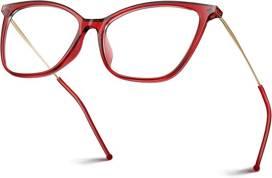 VISOONE Oversized Cat Eye Blue Light Blocking Glasses for Women Large Cute Lightweight Eyeglasses Metal Frame Calina