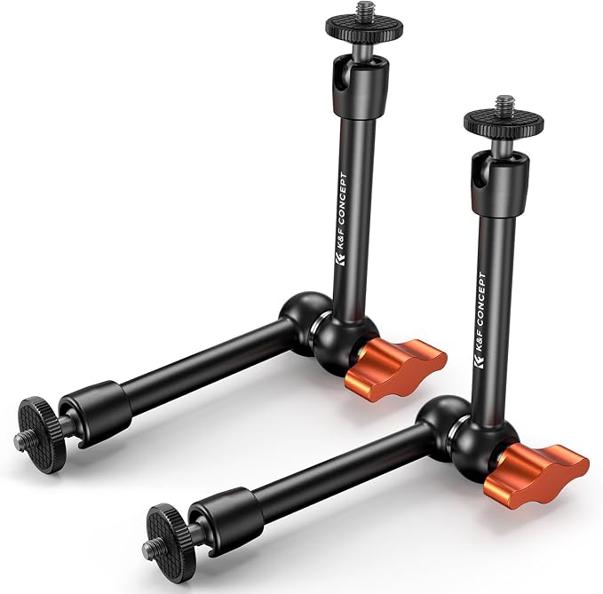 K&F CONCEPT 2-Pack 9.8" Magic Arm, 1/4" Screw Camera Mount Arm 360° Ball Heads for DSLRs, Monitor, Flash, LED Light, Microphone, Camera Cage, Action Camera by KFCONCEPT