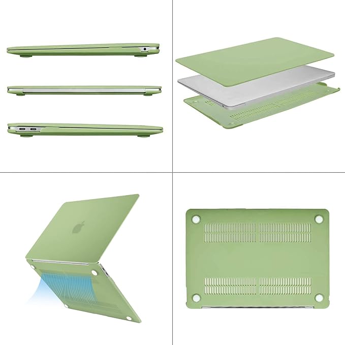 MOSISO Compatible with MacBook Air 13 inch Case M1 Chip 2021-2018 Release A2337 A2179 A1932, Plastic Hard Shell&Keyboard Cover&Screen Film&Storage Bag for MacBook Air 13.3 inch Case, Chartreuse