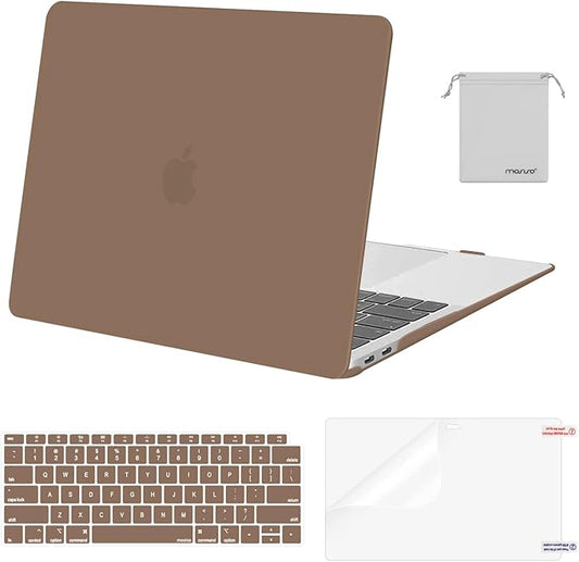 MOSISO Compatible with MacBook Air 13 inch Case M1 Chip 2021-2018 Release A2337 A2179 A1932, Plastic Hard Shell&Keyboard Cover&Screen Film&Storage Bag for MacBook Air 13.3 inch Case, Caramel Brown