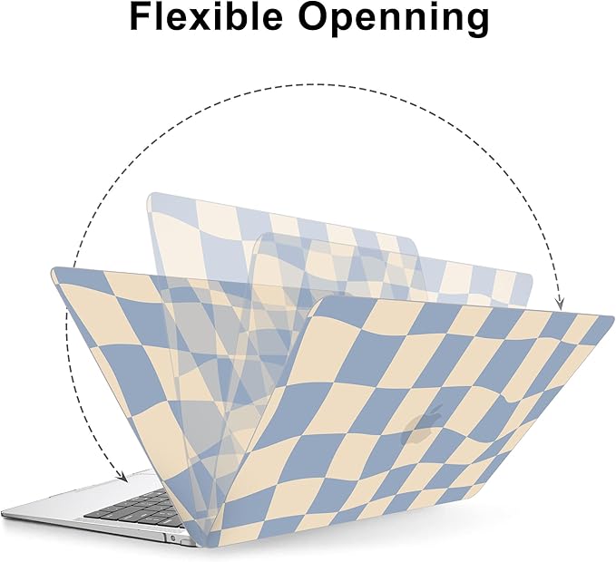 AKIT Compatible with MacBook Air 13 Inch Case M1 2022 2021 2020 2019 2018 A2337 A2179 A1932, Unique Pattern Shell Case+Screen Protector+Keyboard Cover for MacBook Air 13.3 Inch, Blue Checkerboard