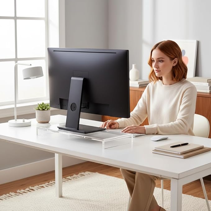 Azar Displays 515369-1PK Acrylic Laptop Stand, Computer Riser for Desk, Monitor Stand, Closet Organizer for Clothes & Shoes, Cabinet Display for Accessories and Décor (15-Inch)
