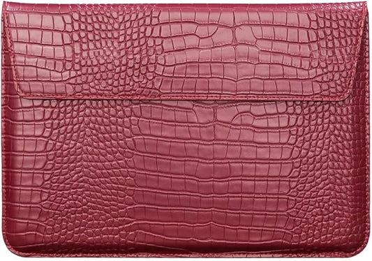 Protective Slim Portable Laptop Sleeve 13-13.6 Inch Crocodile PU Leather Case with Stand Function for MacBook Neo 13 A18/ Air/Pro 13 M5 M4 M3 M2 M1, Universal for All Brands Laptop, Wine Red