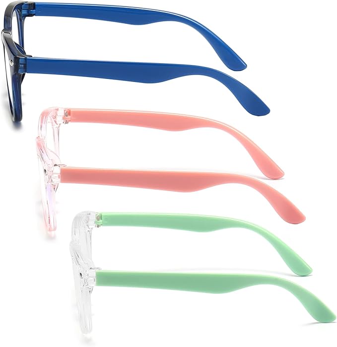 FANNYGO 3 Pack kids Blue Light Blocking Glasses For Girls And Boys Computer Blue Light Blocking Glasses For Age 3-9 (Dark blue + Light pink +Light green)