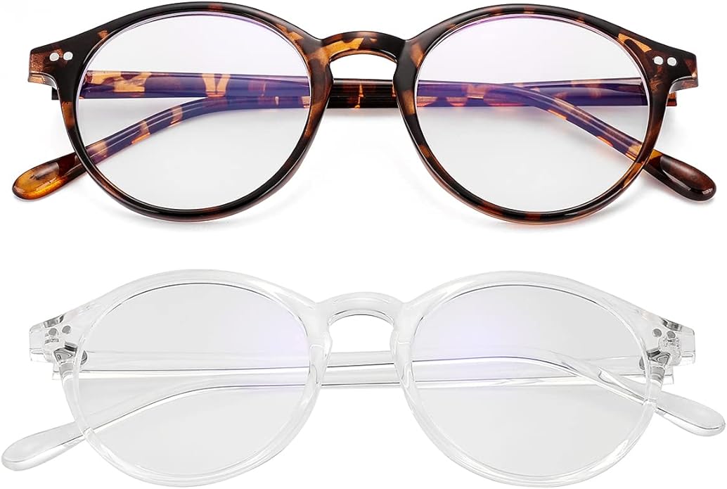 Gleyemor Blue Light Glasses for Men Women, Vintage Round Frame Computer Eyeglasses
