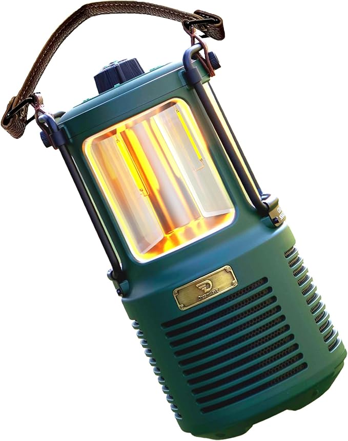 Dreamwave Conqueror Lantern Speaker, 30W RMS / 60W Max Portable Outdoor Camping Bluetooth Speaker with Light, 29H Playtime, IP66 Waterproof Dustproof, Bass & Treble EQ, TWS Stereo, Forest Green