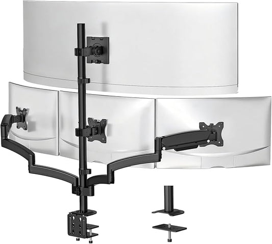 WALI 4 Monitor Mount for 13-49 inch Ultrawides on Top Bracket and 27 inch Screens on Lower Brackets, Heavy Duty Arm Extra Tall Quad Monitor Stand, up to 44 lbs (GSDM004S-P), Black
