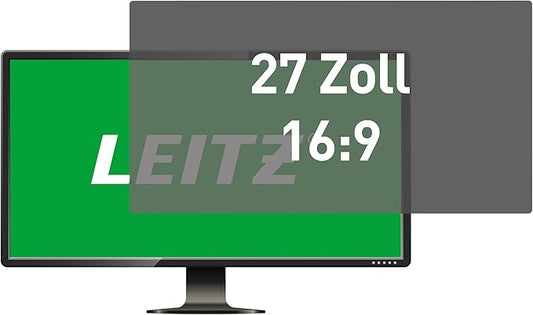 Leitz Monitor Privacy Filter 27 Inch (16:9), Removable Protective Film, with Blue Light Filter and Anti-Glare Protection, Can be Used on Both Sides, Touchscreen Compatible, Made in Germany, 69040000