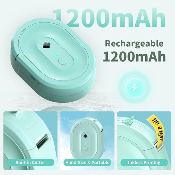 Label Maker, Mini Label Printer, N12 Portable Thermal Printer with Bluetooth, Small Sticker Printer for Small Business, Kitchen, School, Office Organization