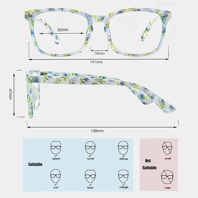 MAXJULI Blue Light Blocking Glasses,Computer Reading/Gaming/TV/Phones Glasses for Women Men(Porcelain Flower)