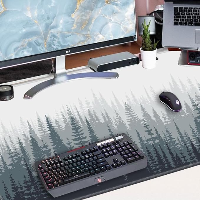 48x24 Mouse Pad Giant Forest Desk Mat Large Mousepad Gaming Mouse Mat Huge Oversized Desk Pad XXXL Computer Mat for Office Work Men