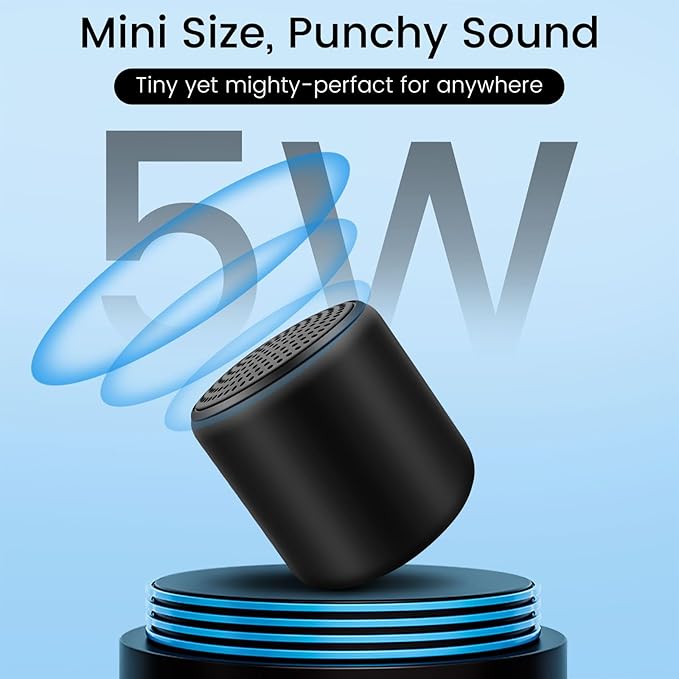 Mini Bluetooth Speaker – Small Portable Tiny Bluetooth Speakers Wireless with TWS Stereo, 5W HD Sound, Bluetooths 5.3, 8H Playtime – Ideal Travel Speaker for Car,Outdoors, Home & Office(1 Pcs)