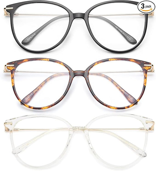 Gaoye Blue Light Blocking Glasses - Trending Round TR90 Frames, Metal Arms, UV400 Protection - Matching Soft Case