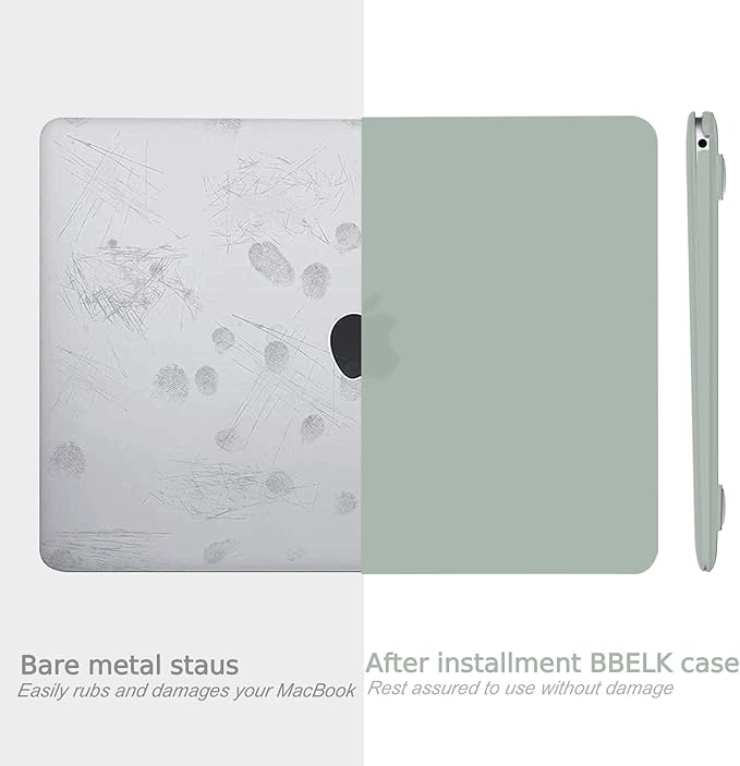 B BELK Compatible with MacBook Air 13 inch Case M1 2022 2021 2020 2019 2018 A2337 A2179 A1932, Matte Plastic Hard Shell+ Keyboard Cover+ Screen Protector for MacBook Air 13.3 inch Case, Antique Green