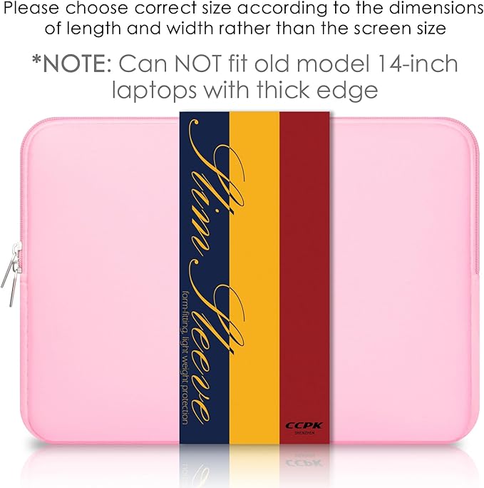 CCPK Laptop Sleeve Case for MacBook Pro 14 inch Mac Air 13 inch M4 M3 M2 M1 Compatible with Hp Lenovo Dell ASUS Computer Laptop Sleeve Bag Protective Carrying Case Cover 13-14 inch Accessories, Pink
