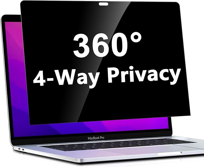 PYS 4 Way 360 Degree Macbook Air Privacy Screen for MacBook Air 13 Inch (2018-2021, M1),4 Directions Horizontal and Vertical All Around Anti Spy macbook privacy Film,Anti-Glare Protector