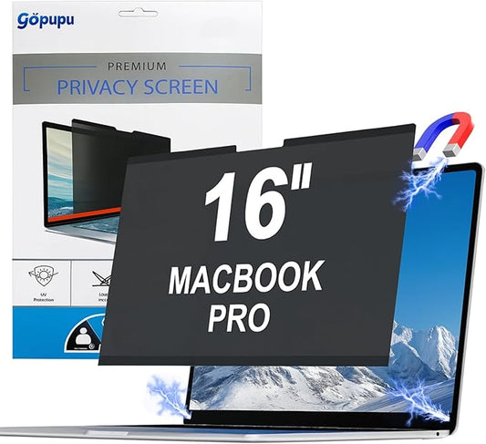 Magnetic Privacy Screen Protector Compatible with Macbook Pro 16 Inch 2021-2026 M1 M2 M3 M4 M5 Pro Max, Removable Laptop Screen Protector Privacy Screen Filter Shield Anti Glare Anti Spy