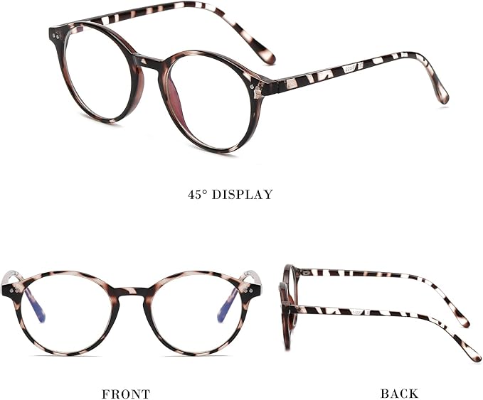 HJSTES Vintage Blue Light Glasses for Women Men Round Bluelight Blocking Glasses Thick TR90 Frame Eyeglasses