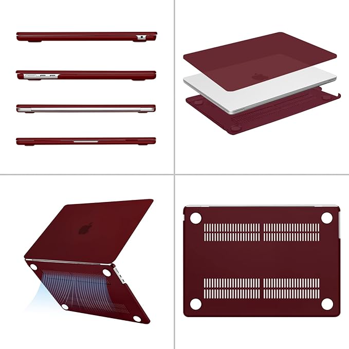 MOSISO Compatible with MacBook Air 13 inch Case M5 2026 M4 2025 M3 M2 2024-2022 A3449 A3240 A3113 A2681, Hard Shell&Keyboard Cover&Screen Film&Type C for MacBook Air 13.6 inch Case, Burgundy