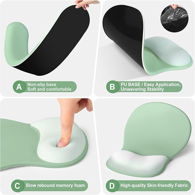 4-in-1 Large Gaming Mouse Pad, Keyboard Wrist Rest Pad & Wrist Support Mousepad Set, Extended Desk Pad Waterproof Desk Mat Protector for Home Office Decor Study Game 35.4×15.7 Inches I Sage Green