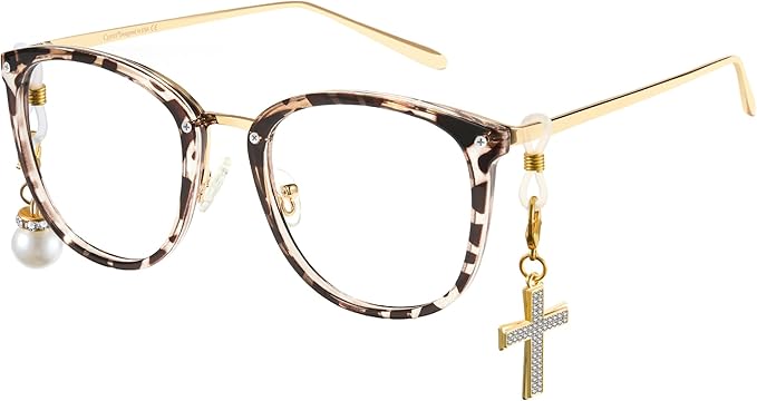 Cyxus Blue Light Glasses for Woman with Chain Fashionable Computer Glasses on Office Reduce Eye Strain Anti Migraine Great for Working Reading Gaming