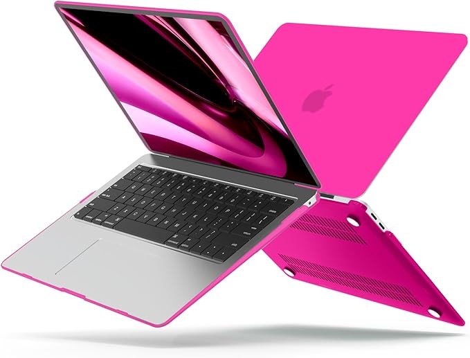 B BELK Compatible with MacBook Air 13 inch Case M1 2022 2021 2020 2019 2018 Release A2337 A2179 A1932, Matte Plastic Hard Shell+ Keyboard Cover+Screen Protector for MacBook Air 13.3 inch Case,Hot Pink
