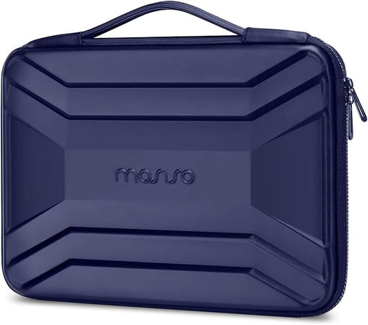 MOSISO 15-16 inch Laptop Hard Case, 15.6 inch Waterproof Shockproof Computer Bag Compatible with MacBook HP Dell, Symmetrical Trapezoid EVA Carrying Laptop Sleeve Hard Shell with Handle, Navy Blue