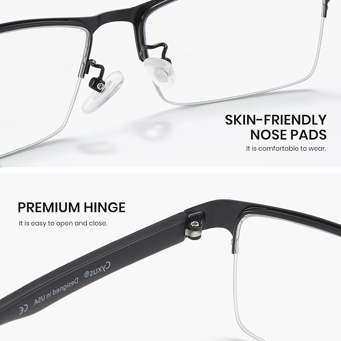 Cyxus Blue Light Blocking Glasses Men Woman Photochromic Semi Rim Computer Gaming Office Study Eyeglasses UV Protection 8001