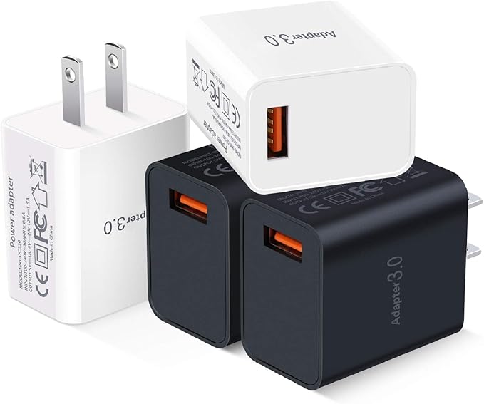 Fast Charge 3.0 Wall Charger, Besgoods [4Pack] 18W USB Fast Charging Block Compatible with iPhone 14 Pro Max 13 12 11 X XR Wireless Charger Galaxy Android Phones