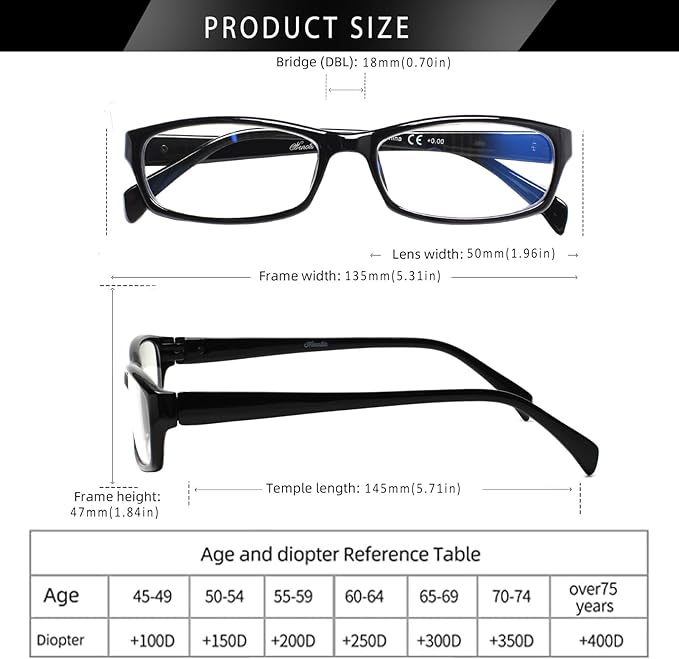 Henotin 6-Pack Reading Glasses Blue Light Blocking Anti Eyestrain Computer Reading Glasses for Women and Men Readers (Transparent White, 0.00, Diopters)