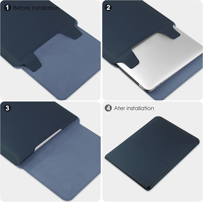 HoYiXi 15 16 Inch Laptop Sleeve Case Leather Bag for MacBook Pro 16 2021 & 2019/ASUS Vivobook 15/Huawei MateBook D15/HP 15.6" PC/MacBook Pro 15/Surface Laptop 3/Dell Inspiron 15/IdeaPad, Navy