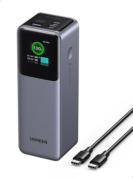 UGREEN Nexode Power Bank 25000mAh 200W Laptop Portable Charger PD 3.1 Fast Charging 90Wh 3-Port Battery Pack with TFT Smart Display for MacBook Pro/Air/ipad/iPhone 17/16/Samsung S26/Dell/HP and More