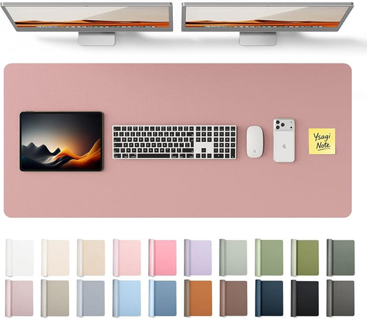 YSAGi Leather Desk Protector, Office Mat, Large Mouse Mat, Non-Slip PU Leather Blotter, Laptop Pad, Waterproof Writing Pad for Office and Home (Pale Mauve, 47" x 17")