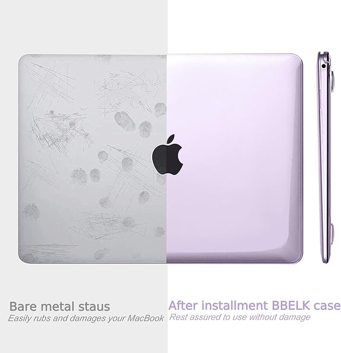 B BELK Compatible with MacBook Air 13 inch Case 2022 2021 2020 2019 2018 Release A2337 M1 A2179 A1932, Plastic Laptop Hard Shell+ Keyboard Cover+Screen Protector for MacBook Air 13.3 inch Case, Purple