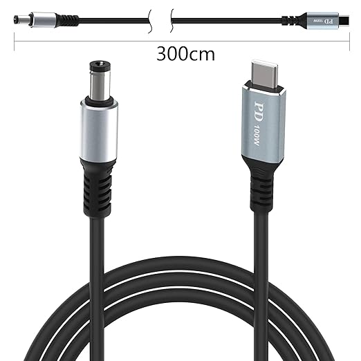 USB C to DC 5.5mm x 2.1mm Power Charging Cord for Laptop (5521), (9.9ft USB Type C Male Input to DC 5.5 x 2.1mm Male Power Output£¬Output 20V 5A Max.Portable for Travel,Study,Outdoor Test.