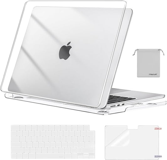 MOSISO Compatible with MacBook Air 13 inch Case M5 2026 M4 2025 M3 M2 2024-2022 A3449 A3240 A3113 A2681,Hard Shell&Keyboard Cover&Screen Film&Pouch for MacBook Air 13.6 inch Case, Crystal Clear