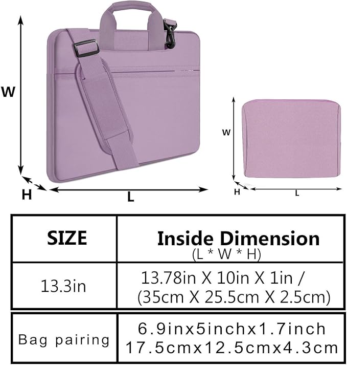 Hseok Laptop Shoulder Bag 13-14 inch Shockproof Water-Resistant HandBag with Small Case Compatible with MacBook Pro/Neo 14" M5/M4/M3/M2/M1, Mac Air/Pro 13.3", XPS 13/14, Most 13"-14" PC,Purple