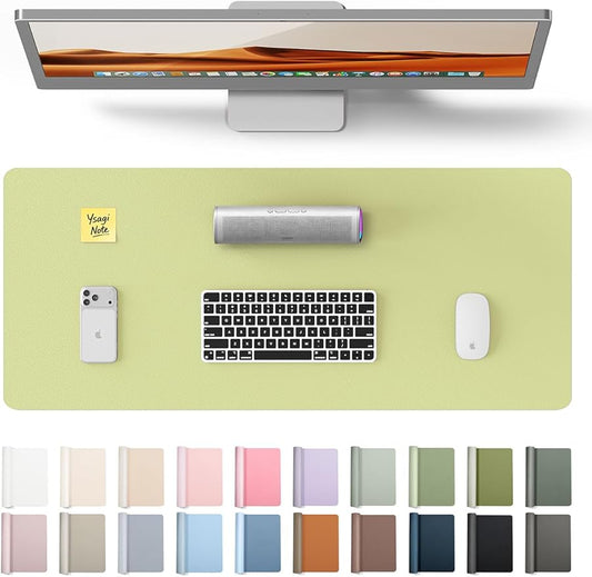 YSAGi Leather Desk Pad Protector, Office Desk Mat, Large Mouse Pad, Non-Slip PU Leather Desk Blotter, Laptop Desk Pad, Waterproof Desk Writing Pad for Office and Home (Peak Green, 23.6" x 13.8")