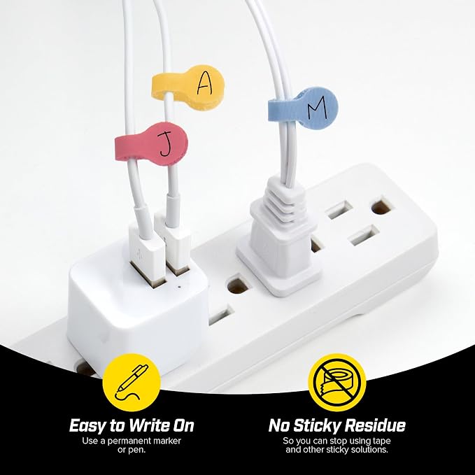 Wrap-It Storage Cable Labels - Mini, Macaron (60 Pack) - Colorful Charger & Wire Labeler for Cord Organization - Image 2