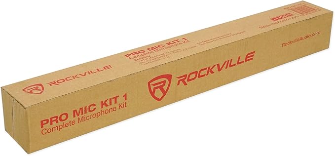 Rockville Wired Pro MIc Kit 1 - High-End Metal Microphone+Mic Stand+Carry Bag+Cable, Black