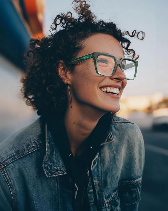 VISOONE Rectangle TR90 Blue Light Blocking Glasses Computer Eyewear with Preppy Look for Women and Men Cougar