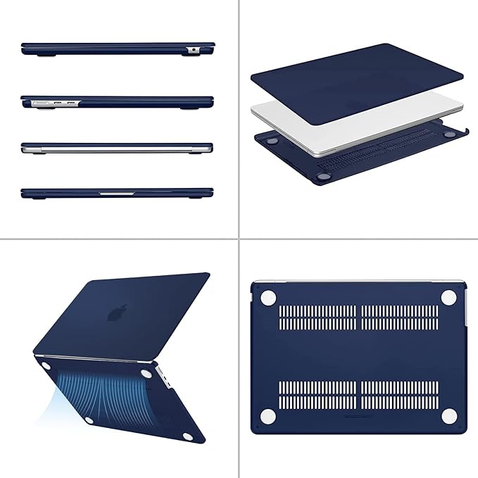 MOSISO Compatible with MacBook Air 13 inch Case M5 2026 M4 2025 M3 M2 2024-2022 A3449 A3240 A3113 A2681, Hard Shell&Keyboard Cover&Screen Film&Type C for MacBook Air 13.6 inch Case, Navy Blue